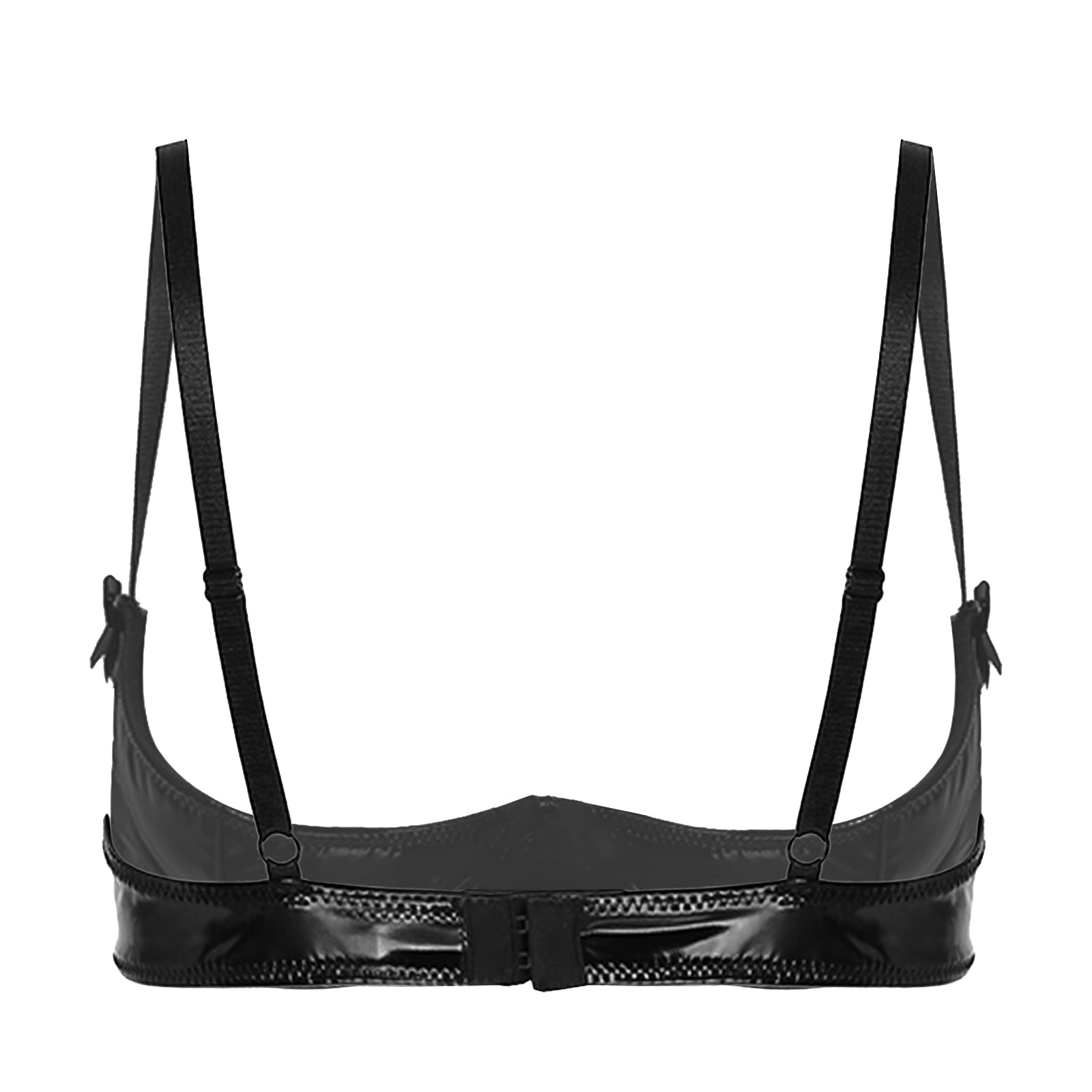 Womens Lingerie Open Breast Bras Wet Look Patent Leather Sexy Open Chest Quarter Cup Brassier Strappy Underwired Bra Underwear