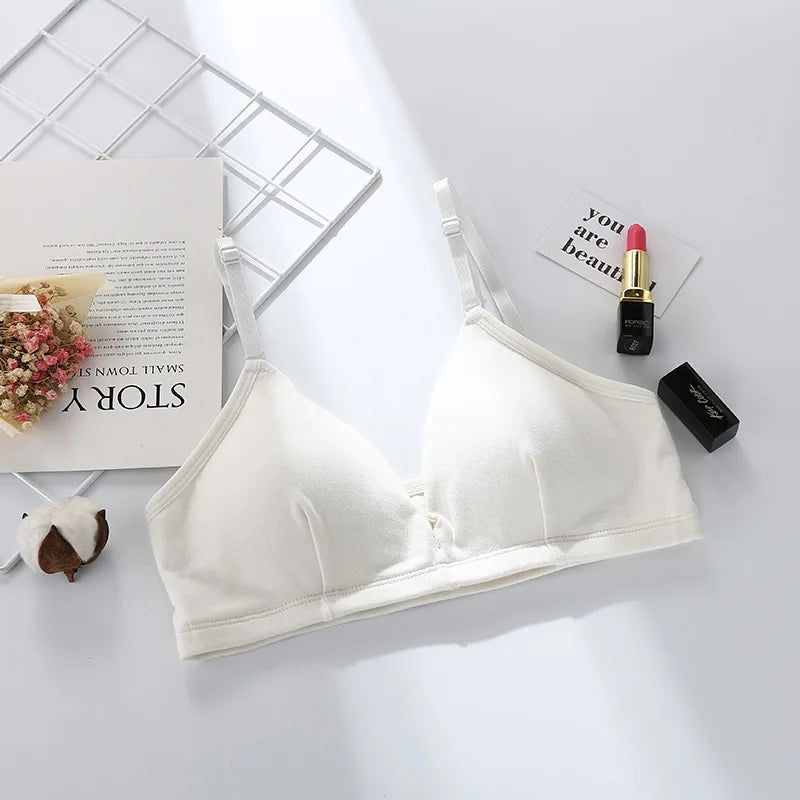 Cotton Bras For Women Push-Up Bra Non-Wire Brassiere Sexy Lingerie Comfort Braette Solid Color Breathable Underwear V-Neck Tops