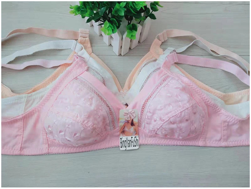 Cotton bra wirefree full coverage lace bralette top women underwear lingerie Breathable embroidery Hollow out Minimizer bras C23