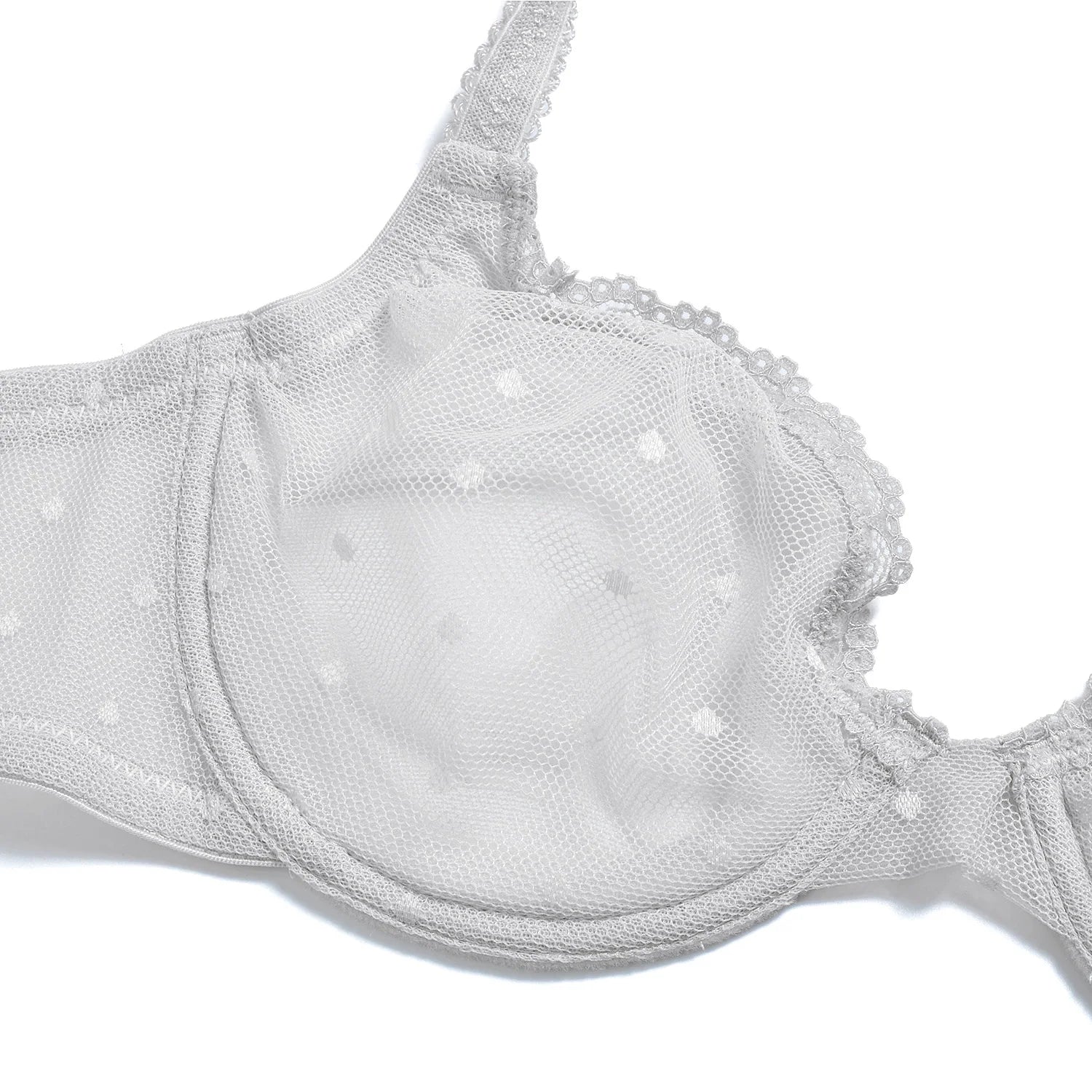 YBCG Black Women Bra Half Cup Lace Lingerie Unlined Underwire Bralette Hollow Mesh Transparent Bra for Women Plus Size Underwear
