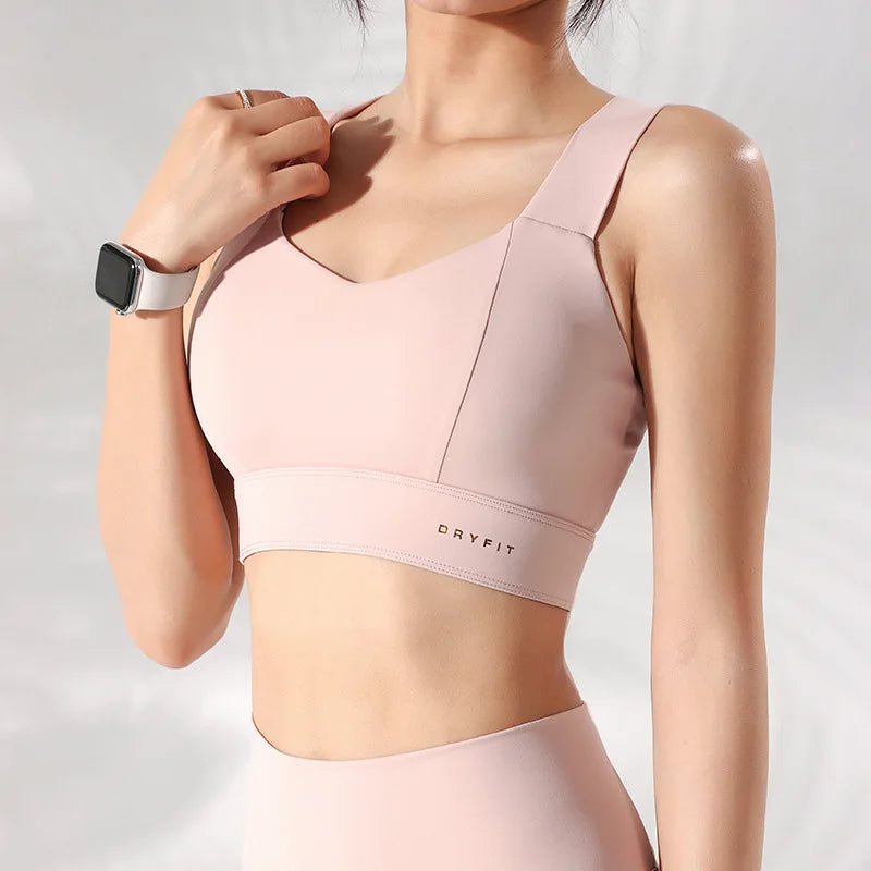 Sports Bra Yoga Gym Unwired Bras Women High Full Support Workout Top Fitness Running Push Up Wide Straps Cross Back Underwear