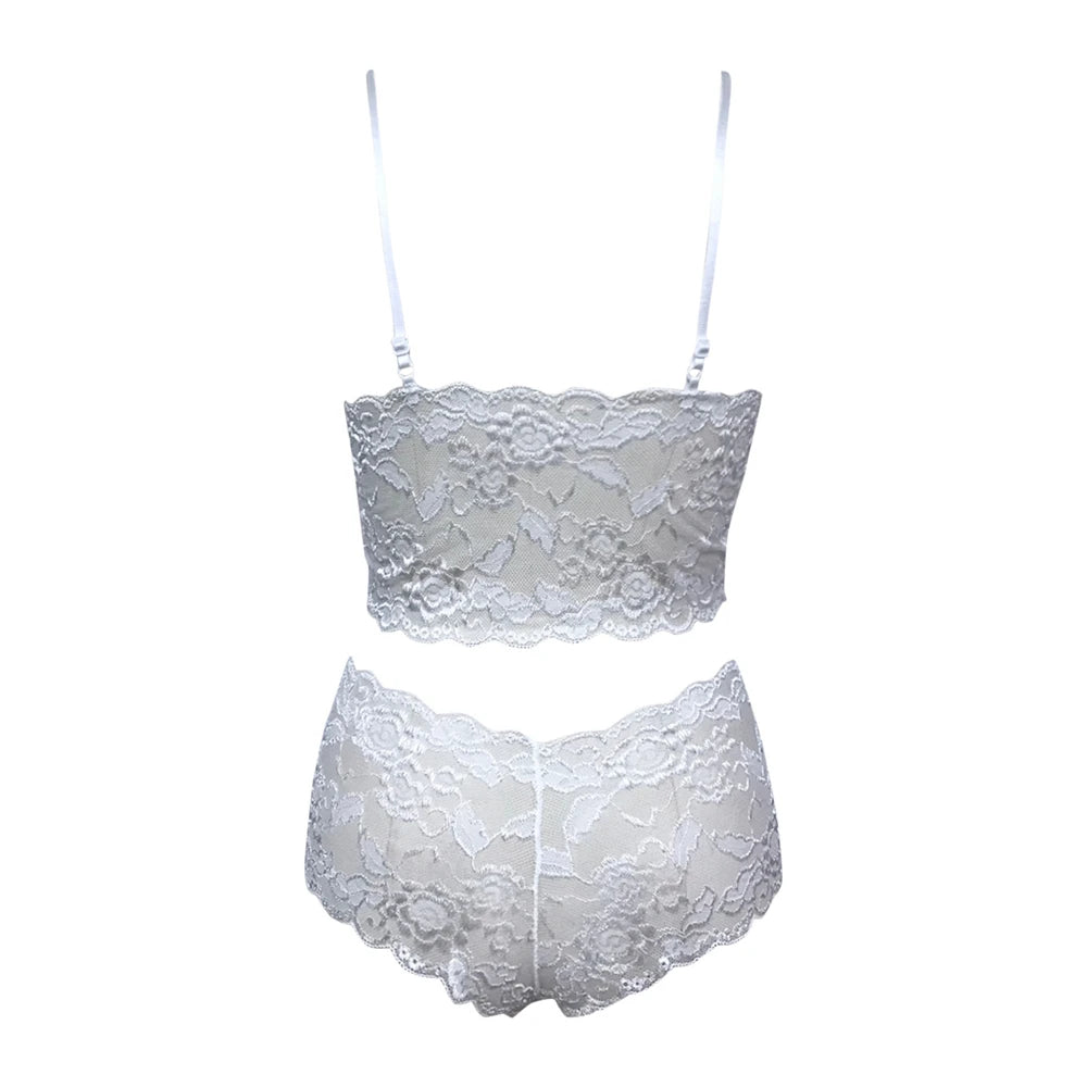 Sexy Lingerie Underwear Suits For Women Black Shorts Solid Lace White Vest Camisole Tube Top Panties Flower Printed Christma