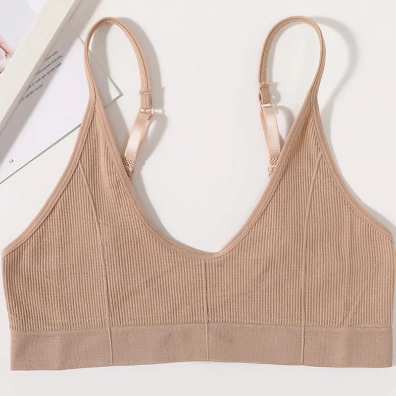 Seamless Bras For Women U Back Crop Tops Unlined Bralette Sports Bra Sexy Lingerie Wireless Brassiere Female Ribbed Underwear