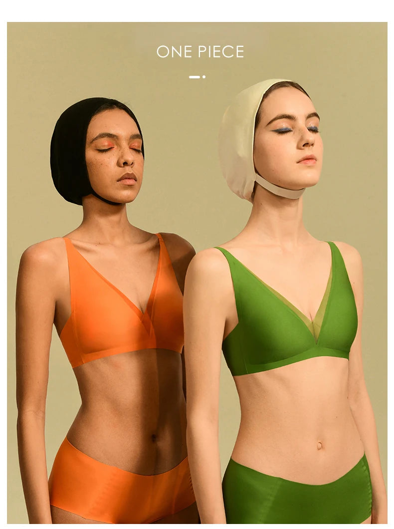 SUJIIN Plunge Push Up Bra for Small Chest Women Wireless Seamless Bralettes Comfortable Soft Padded Sexy Bra Women's Underwear