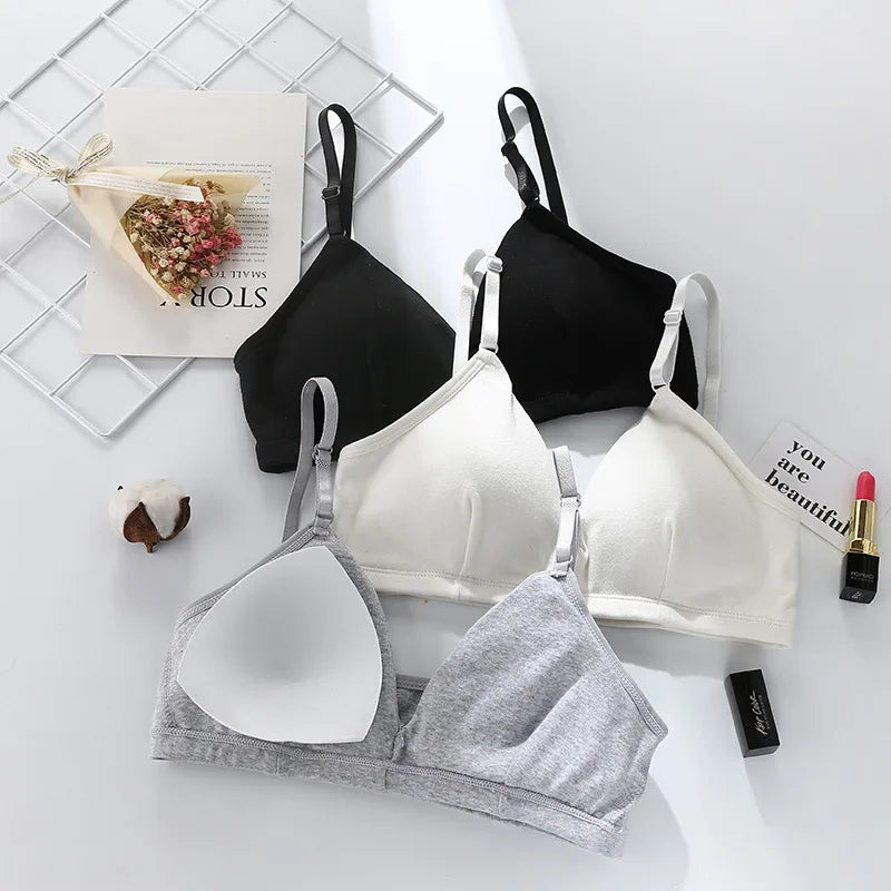 Cotton Bras For Women Push-Up Bra Non-Wire Brassiere Sexy Lingerie Comfort Braette Solid Color Breathable Underwear V-Neck Tops