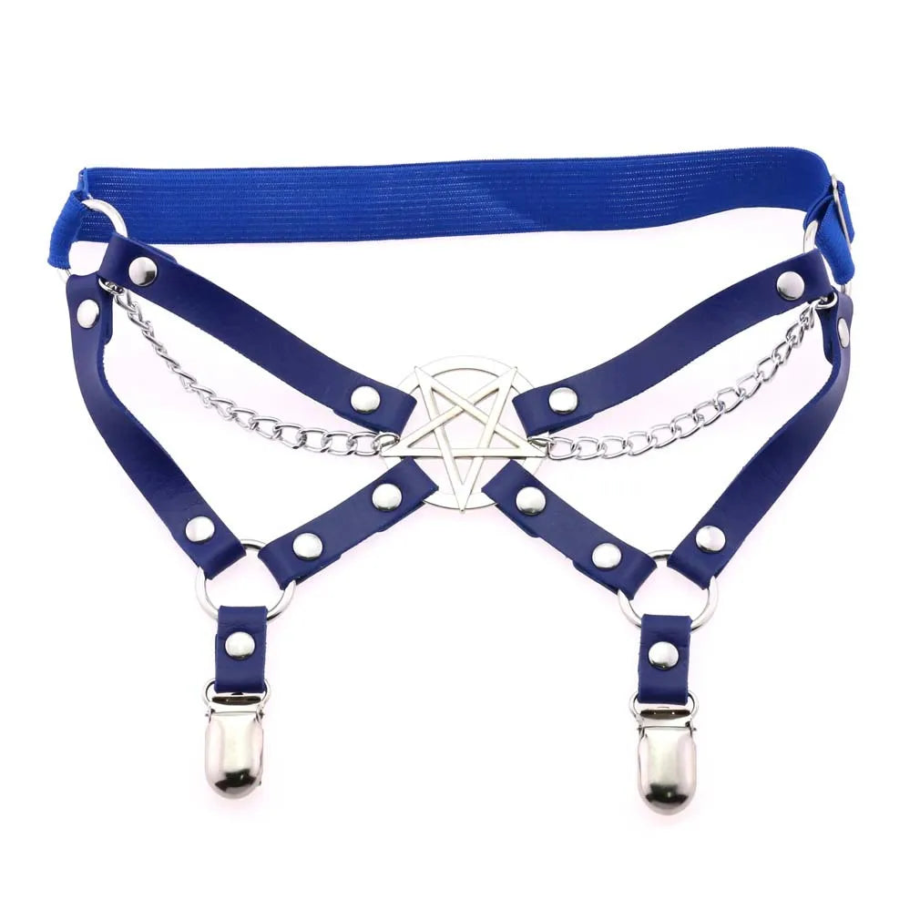 New Goth Punk Leg Strap Garter Belt Pentagram Thigh Harness Women Girls Gothic Cosplay Accessories Harajuku Egirl Jewelry