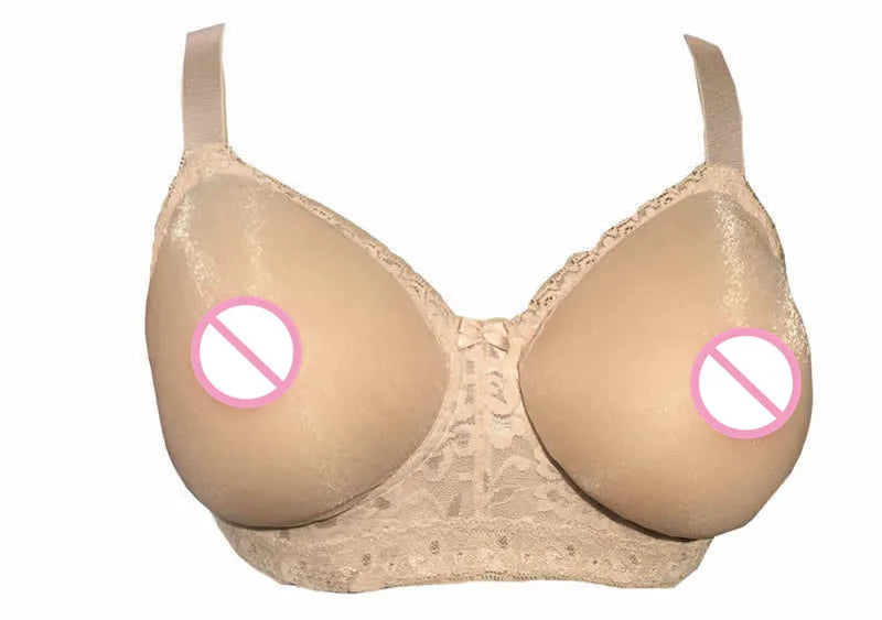 D-H Huge Cup See-Through Pocket Bra Shemale Drag Queen Crossdresser Mastectomy Bra for Silicone Breast Forms Fake Boobs