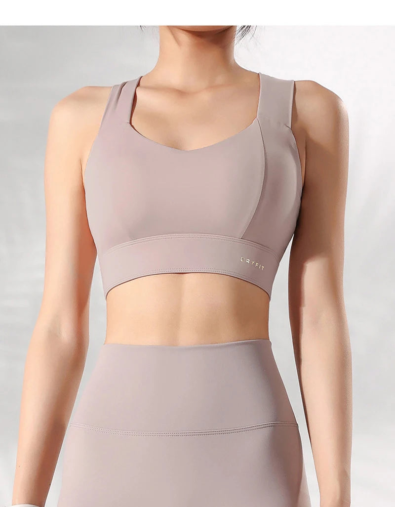 Sports Bra Yoga Gym Unwired Bras Women High Full Support Workout Top Fitness Running Push Up Wide Straps Cross Back Underwear