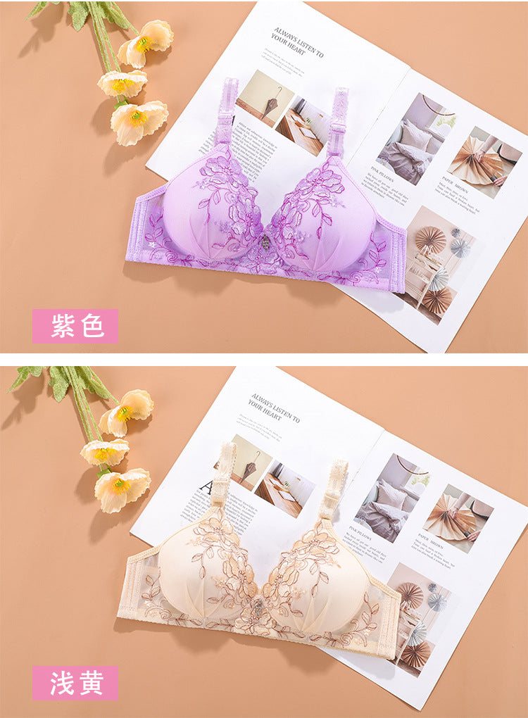 Bralette Push Up Bras for Women Underwear Vintage Floral Print Adjustable Sexy Lingerie Brasieres Para Mujer Sutian Feminino