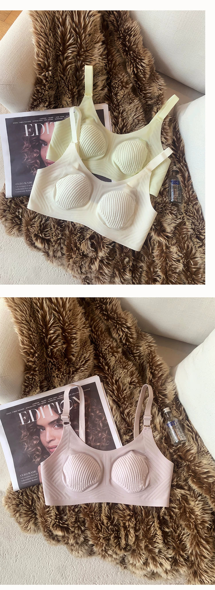 3D non-marking soft lingerie nude cool feeling underwear female large size collect side breasts without steel ring thin bra