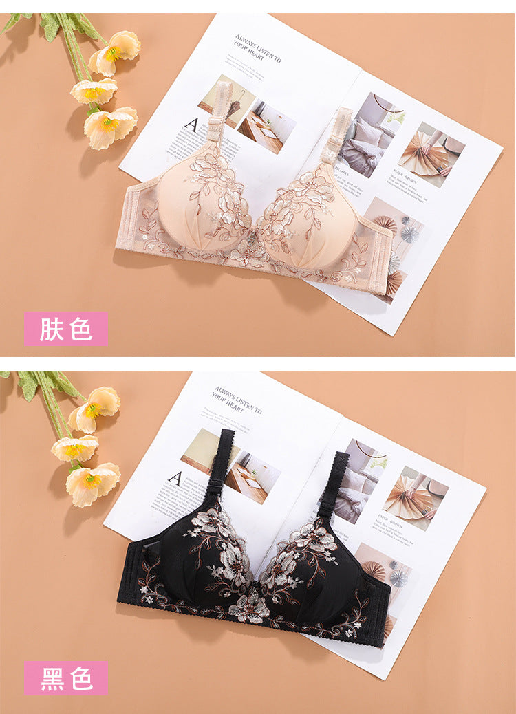 Bralette Push Up Bras for Women Underwear Vintage Floral Print Adjustable Sexy Lingerie Brasieres Para Mujer Sutian Feminino