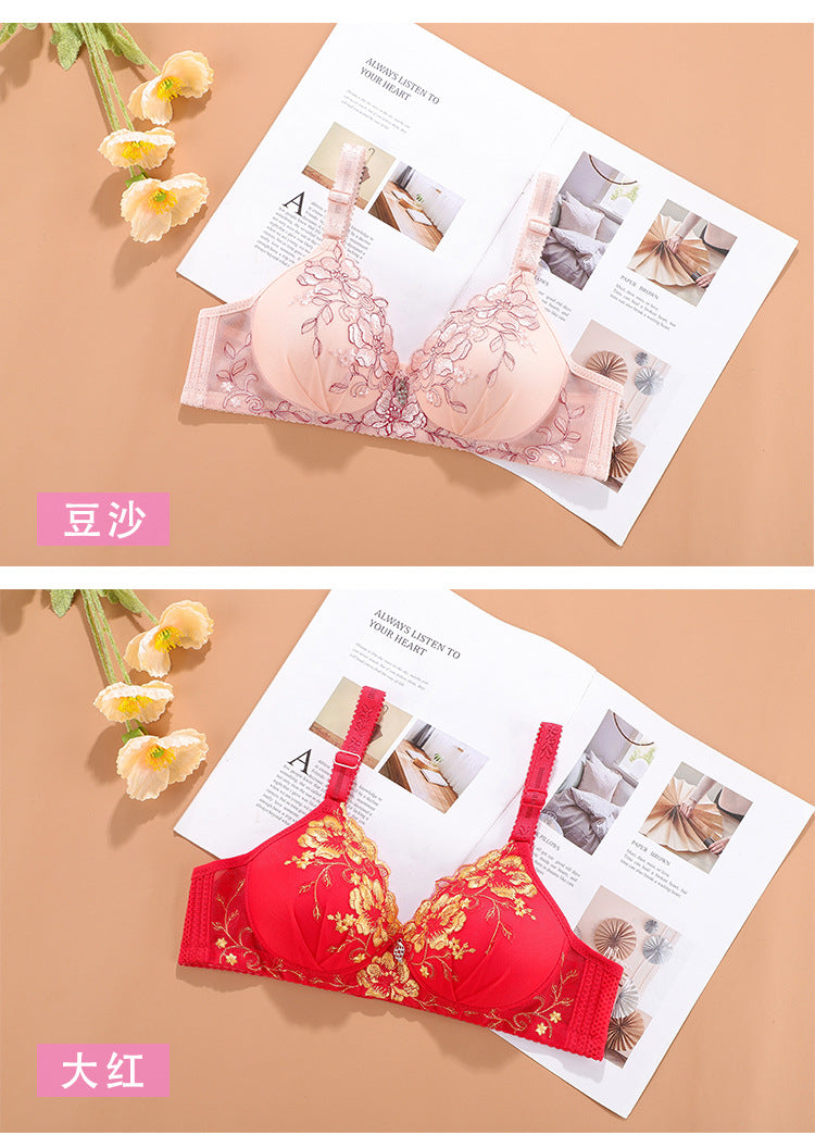 Bralette Push Up Bras for Women Underwear Vintage Floral Print Adjustable Sexy Lingerie Brasieres Para Mujer Sutian Feminino