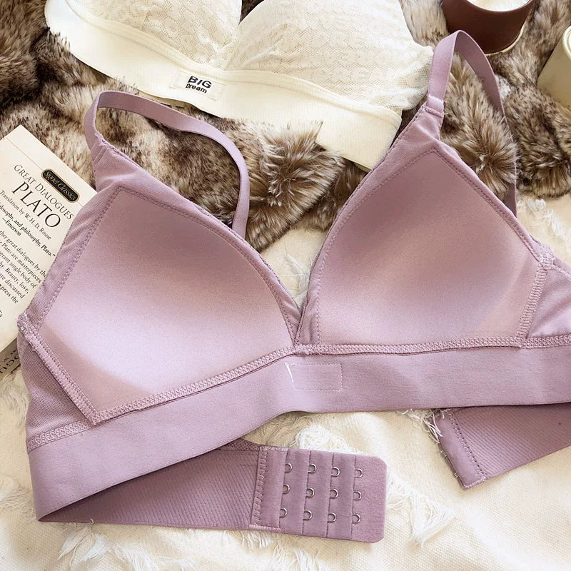 Large underwear letter pattern lingerie simple and comfortable mesh thin bra without steel ring triangle cup girls bras