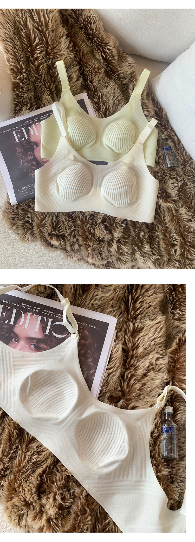 3D non-marking soft lingerie nude cool feeling underwear female large size collect side breasts without steel ring thin bra