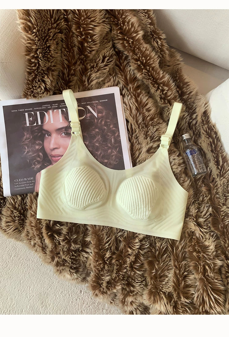 3D non-marking soft lingerie nude cool feeling underwear female large size collect side breasts without steel ring thin bra