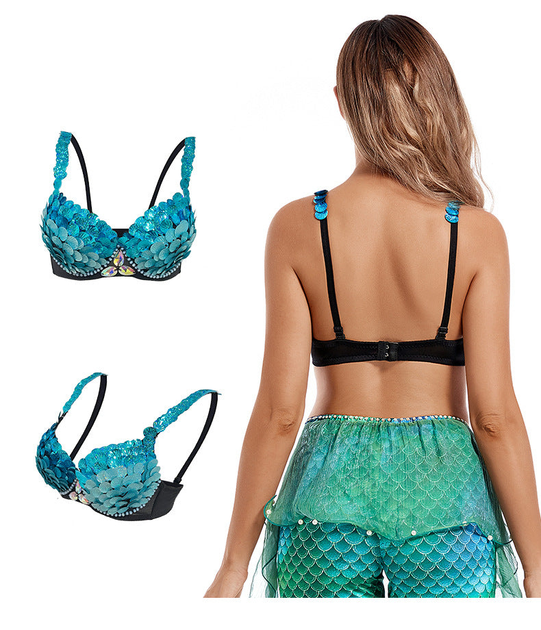 Bedazzled Festival Bra Top - Handmade Belly Dance Bra for Carnival, Rave, Burner & Costume Party | Women's DIY Dancewear