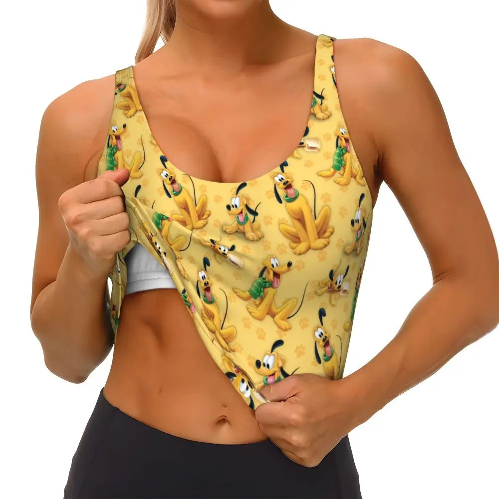 Custom Pluto Anime Manga High Impact Sports Bras for Women Classic Seamless Workout Yoga Crop Tank Tops