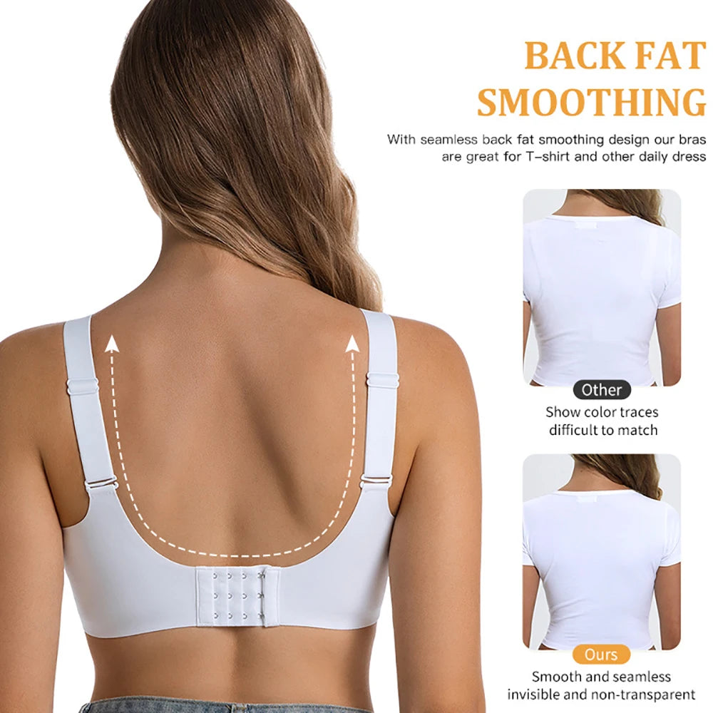 Jelly Wireless Bras For Women No Underwire Supportive Seamless Bra Comfort Soft Bralette Full Coverage Hide Back Fat T-Shirt Bra