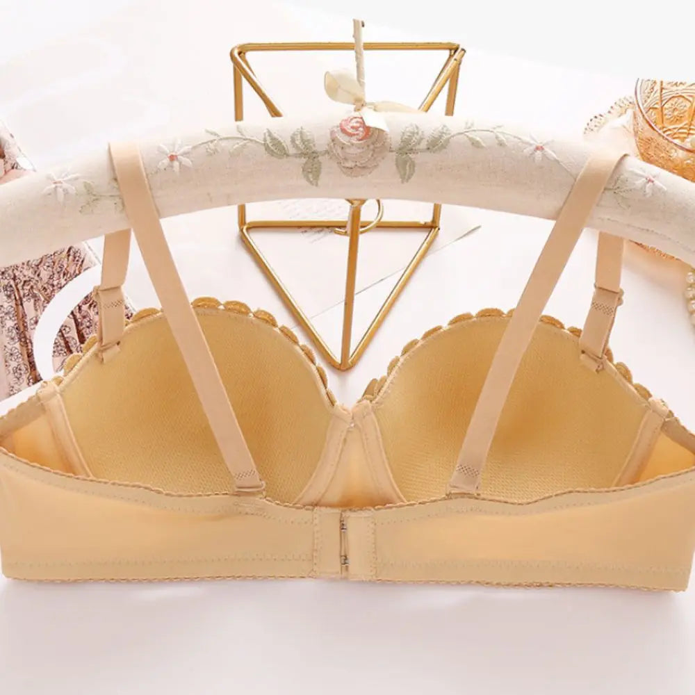Push Up Gathered Deep V Bra Anti-sagging Underwear Lace Bras Shockproof Lingerie Bras for Women Gift