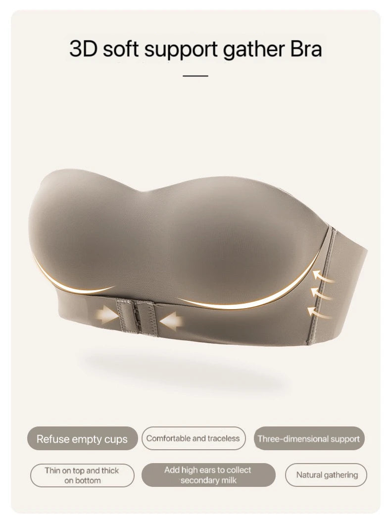1pcs Women's Strapless Bras Lady With Padding Seamless Front Button Bra Female Comfortable Smooth Underwear Invisible Brassieres