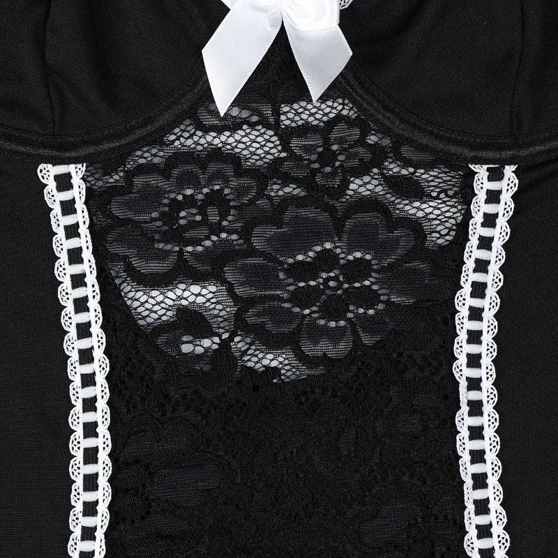 Sexy Babydolls Lace Temptation Night Dress Thong Two Piece Set Women's Exotic Underwear Hot Sexy Floral Lace Bow Lingerie Sets
