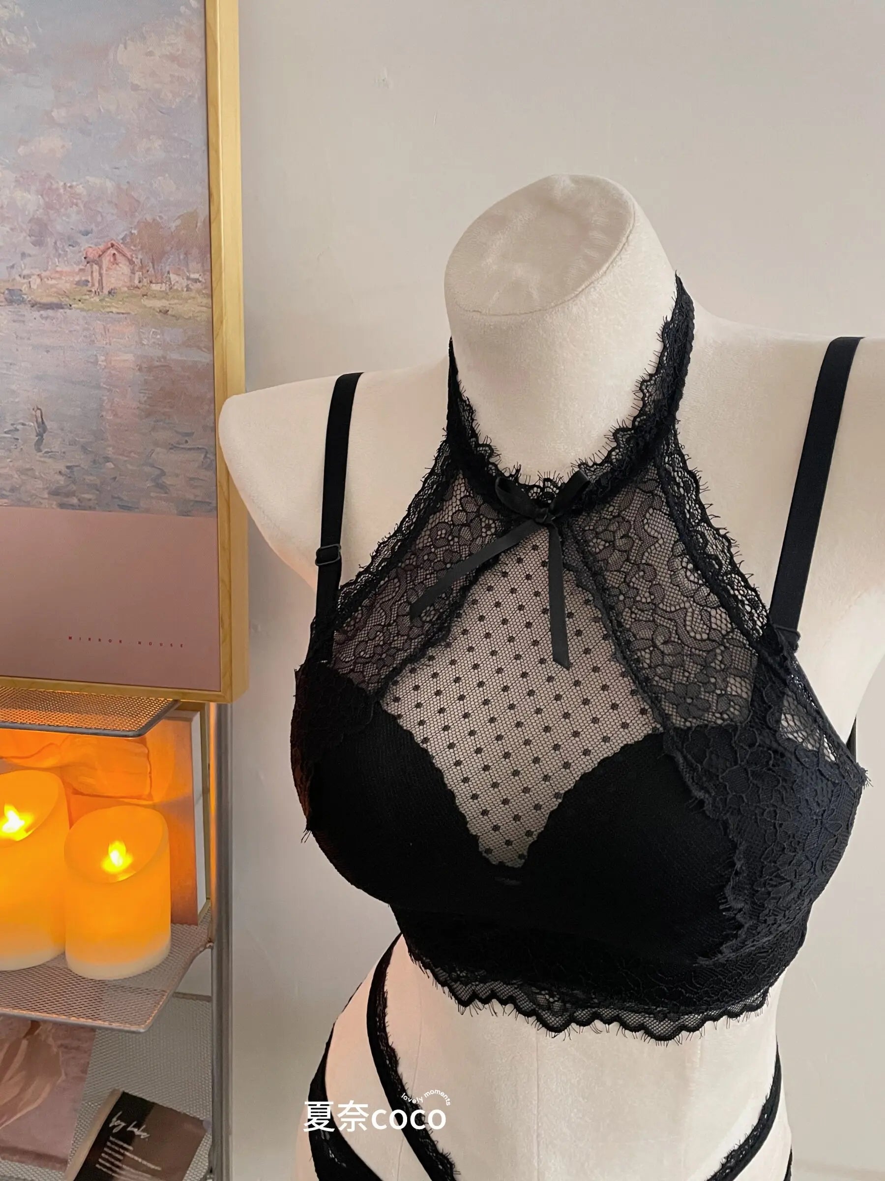 Lace Plunge Bra Push Up Bralette See Through Mesh Lingerie Double Layer Deep V Top Flattering Fit for Petite Bust Everyday Wear
