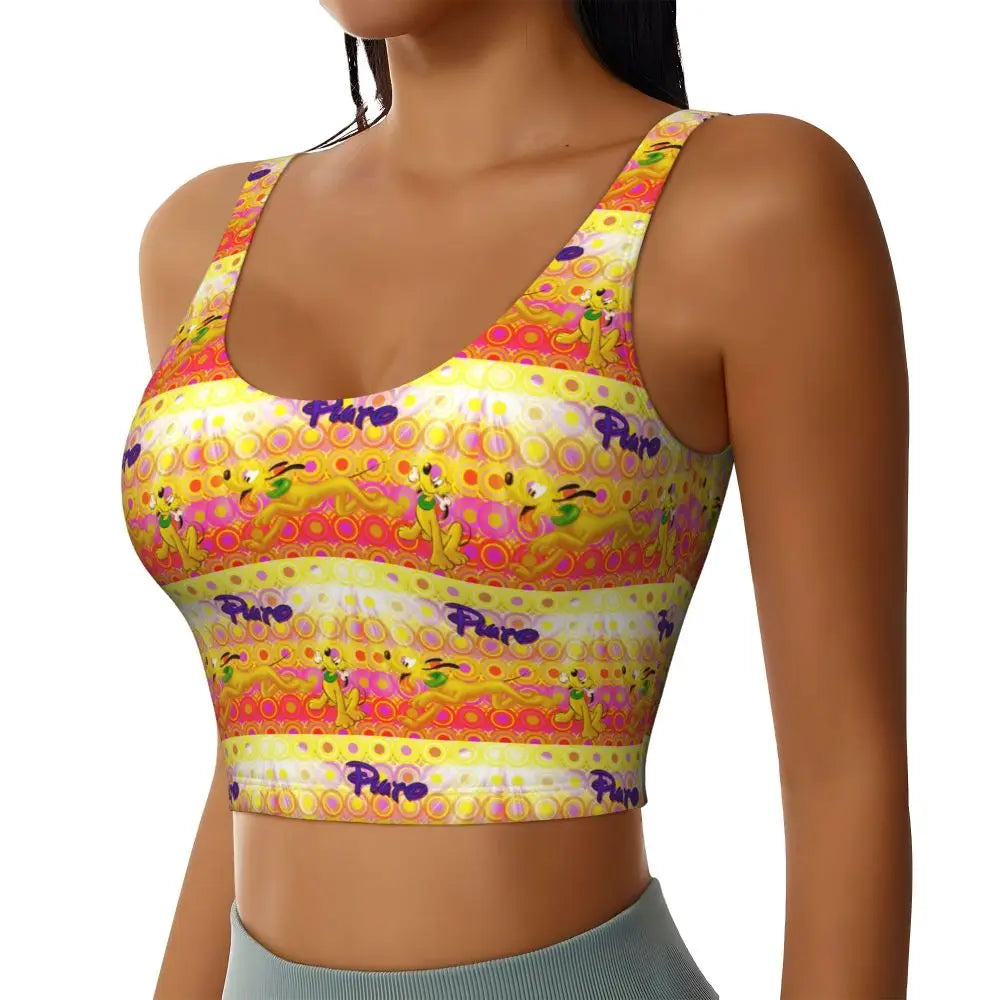 Custom Pluto Anime Manga High Impact Sports Bras for Women Classic Seamless Workout Yoga Crop Tank Tops