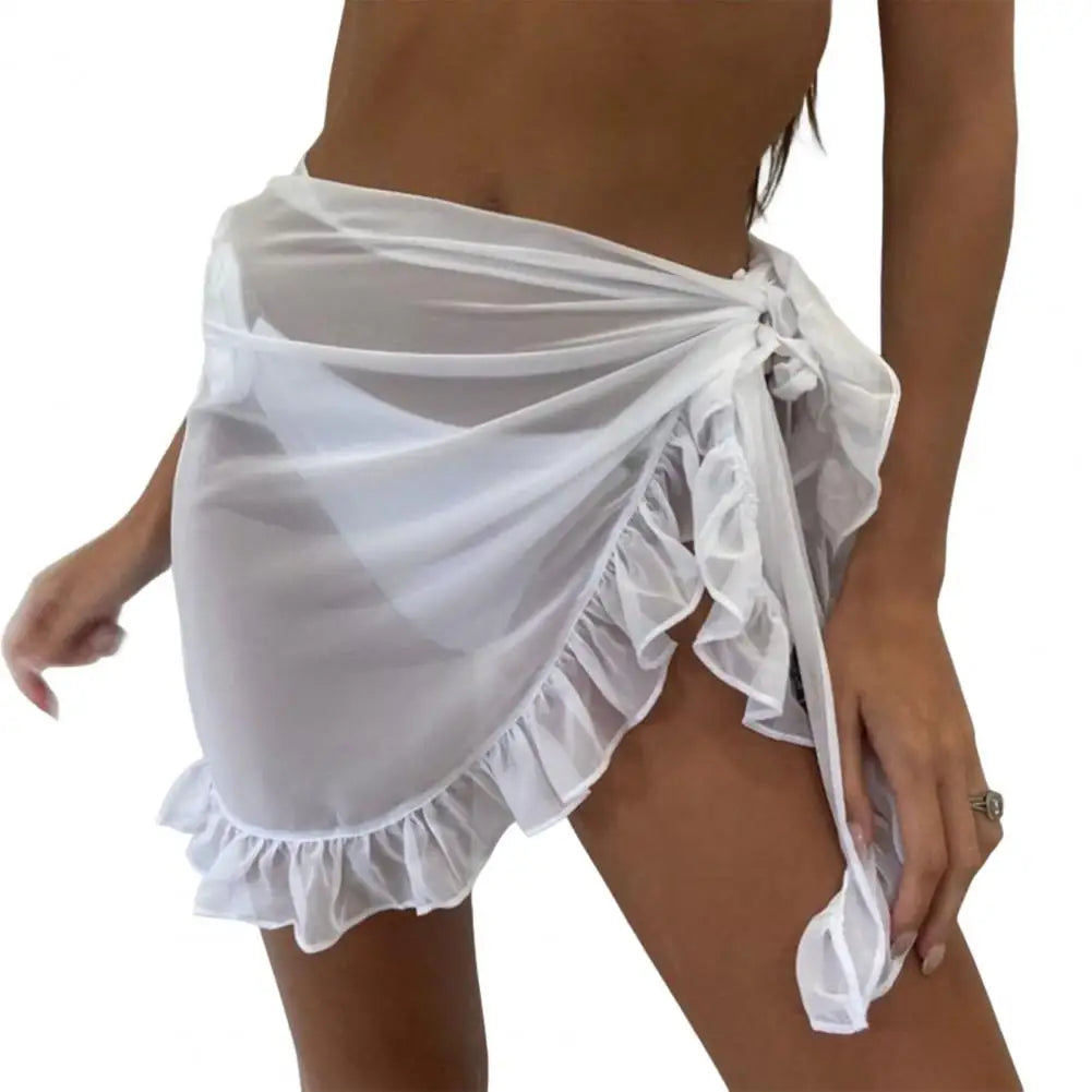 Bikini Cover-Ups Wrap Pareo Scarf for Women Chiffon Swimwear Cover Up Wraps Beach Sexy Skirts See-Through Scarf Cover Up Dress 1