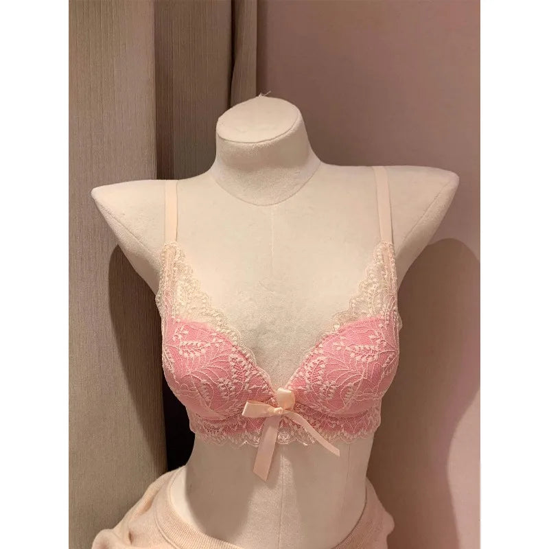 Sexy Lace Push Up Bra for Women Wireless Demi Padded Unlined Underwire Free Anti Gravity Lift Gather Small Chest Bras 32-38
