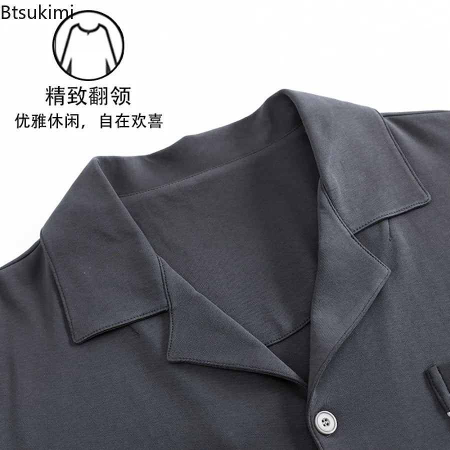 Men's Pajama Sets Long Sleeve Cotton Top Pant Sleepwear Soft Spring Autumn Plus Size Loungewear Male Homewear Leisure Outwear