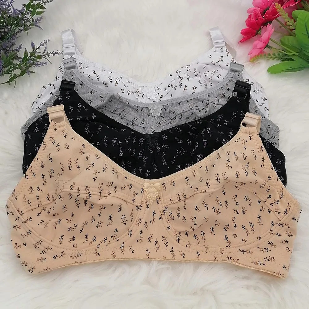 Printing Floral unlined cotton bra comfortable bras for women push up Seamelss underwear sexy lingerie plus size bra 34B-46C C32