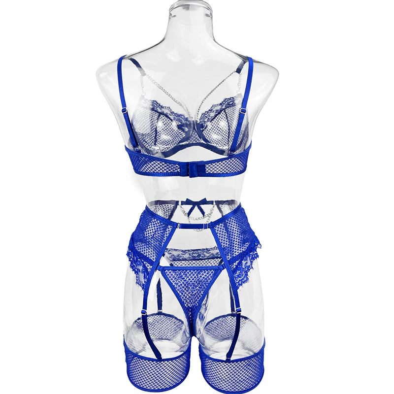 Sexy Lingerie Underwear Bras Sets Lace Garter Lingerie Women Underwire Bra And Panty Thongs Ladies Underwear Set