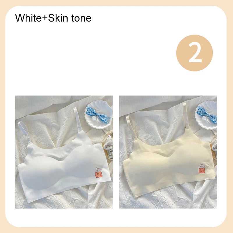 2pcs Bras Women Soft Skin Friendly Ice Silk Sports Yoga Bra Without Steel Ring Comfortable Breathable Support Girls Bra Vest