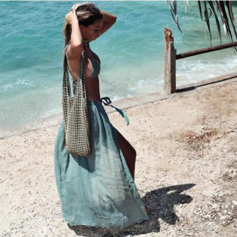 2023 New Cover-ups Summer Women Beach Wear Cotton Tunic Dress Bikini Bath Sarong Wrap Skirt Swimsuit Cover Up