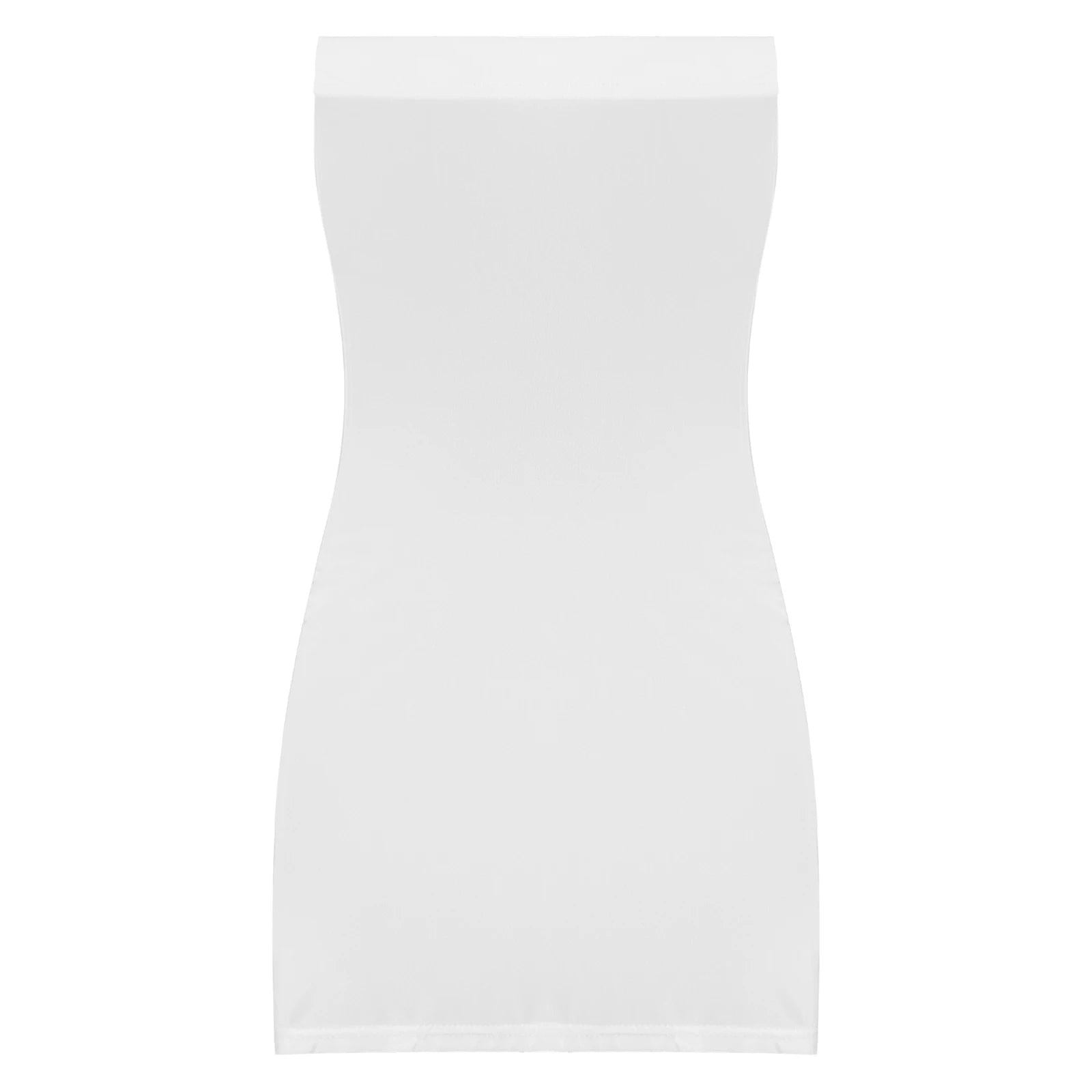 Women's Strapless Bodycon Dress Sleeveless Transparent Tight Pencil Dress Oil Glossy Package Hip Sheer Mini Dresses Clubwear