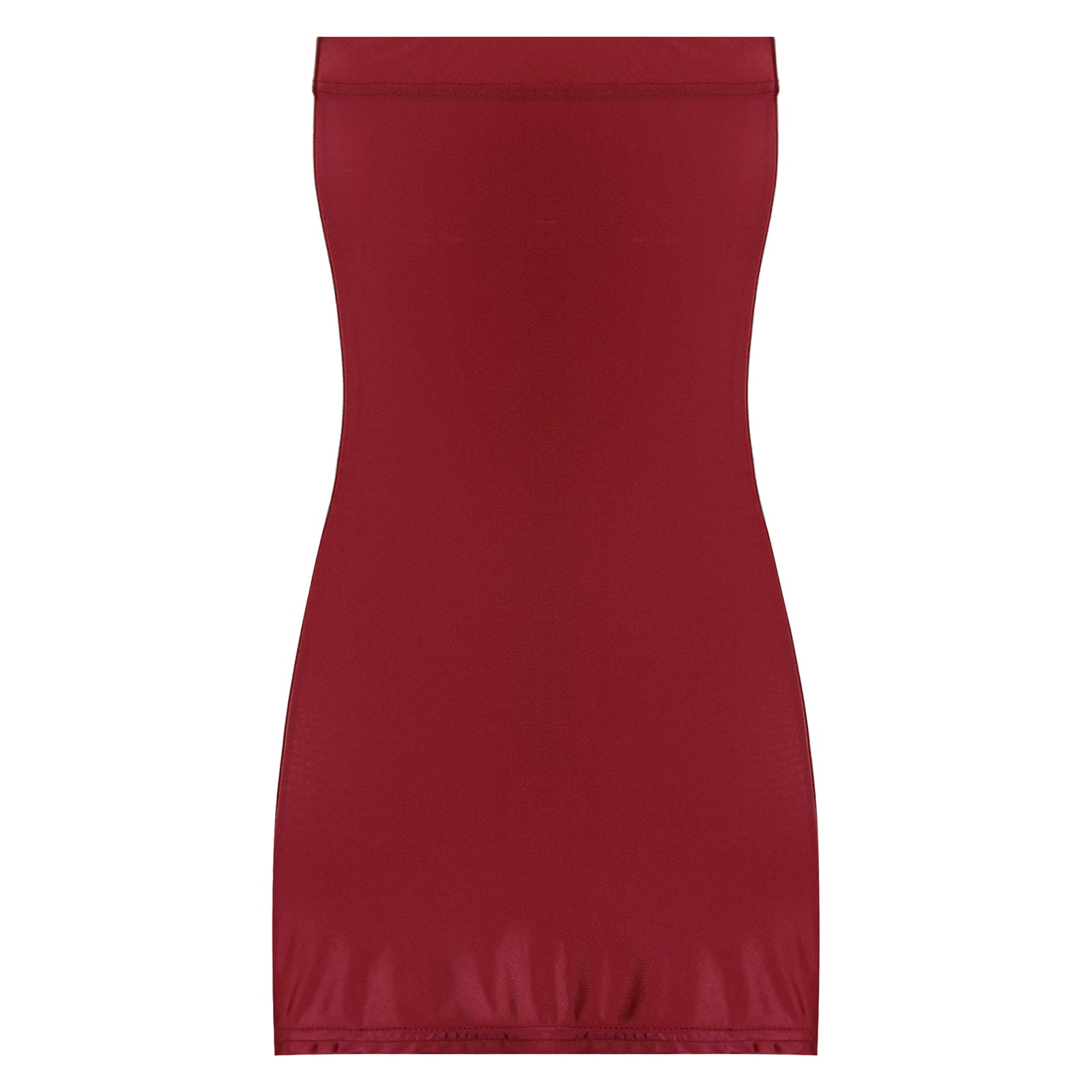 Women's Strapless Bodycon Dress Sleeveless Transparent Tight Pencil Dress Oil Glossy Package Hip Sheer Mini Dresses Clubwear