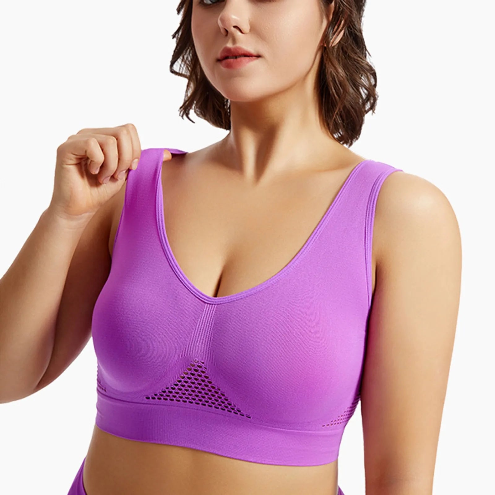 Breathable Sports Bra Top Fitness Women Brassiere Removable Padded Sport Bra Running Gym Seamless Push Up Bras