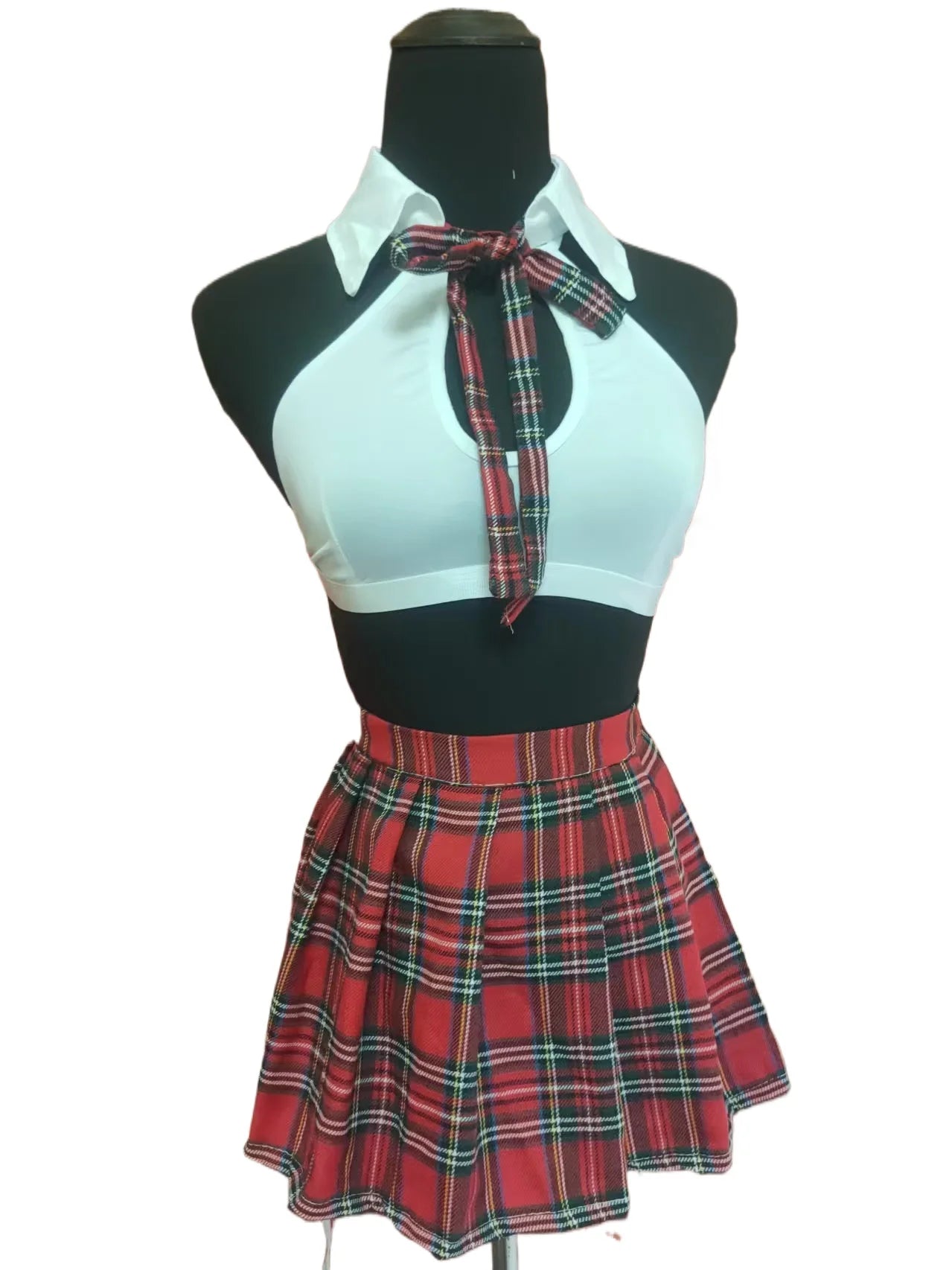 Female student lingerie set, women's plaid skirt, suspender bra, 3-piece set, role-playing game set