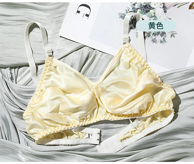 Underwire Bra for Big Breast Female 100% Mulberry Silk Double-sided Silk Without Sponge and Steel Ring Ultra-thin Bra