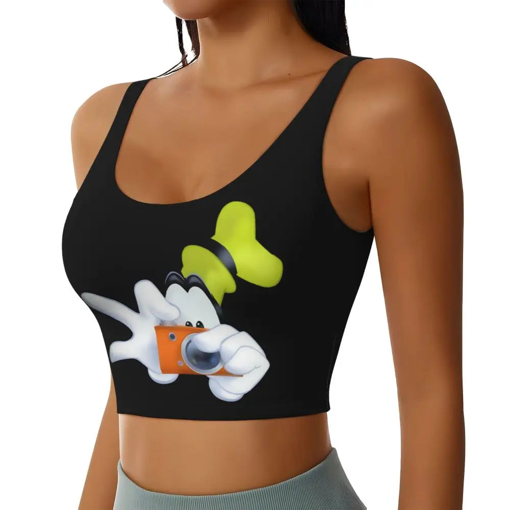 Custom Goofy Cartoons High Impact Sports Bras for Women Mangas Seamless Workout Running Crop Tank Tops