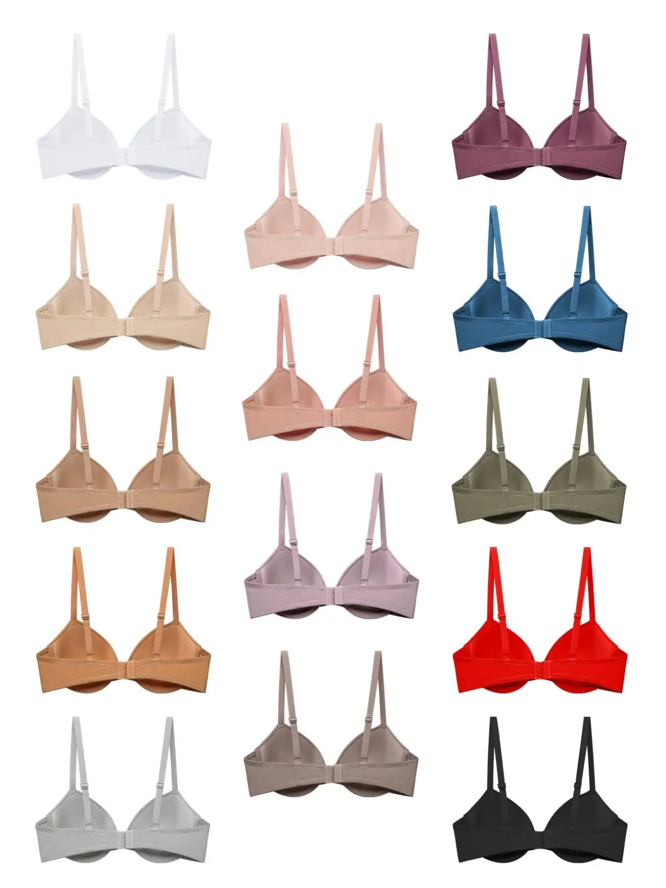Women’s Simple Push-Up Bra Set Random 3-Pack Adjustable Straps Back Closure Soft Breathable Thin Lined Bra for Summer Beach Wear