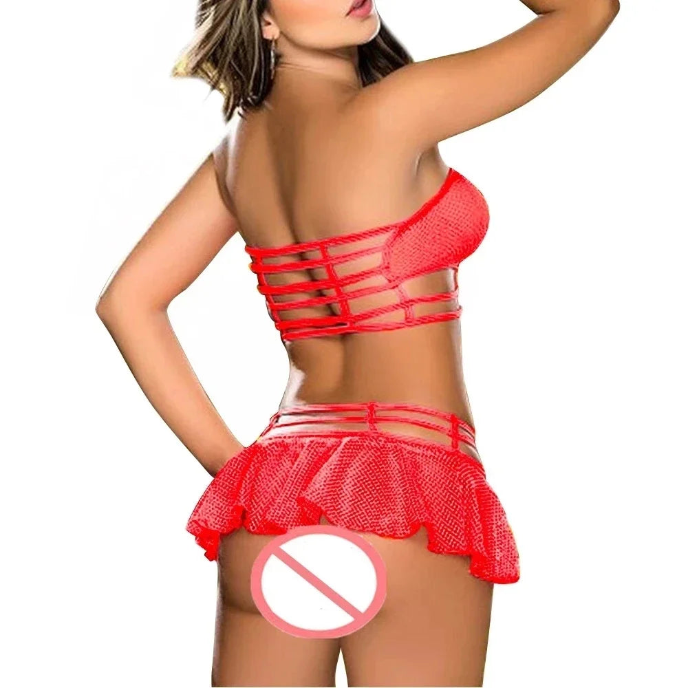 Sexy Lace Lingerie Sets See Through Erotic Bra Panties Garters Underwear Flirting Costumes Clothes Sex Outfits for Women