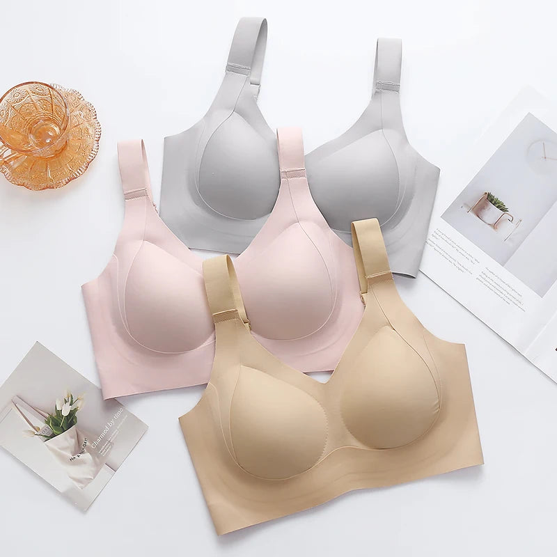 Seamless Women's Full Coverage Large Size Sexy V Neck Female Bralette Lift Up Wireless Minimizer bra Lingerie XL 2XL 3XL 4XL 5XL