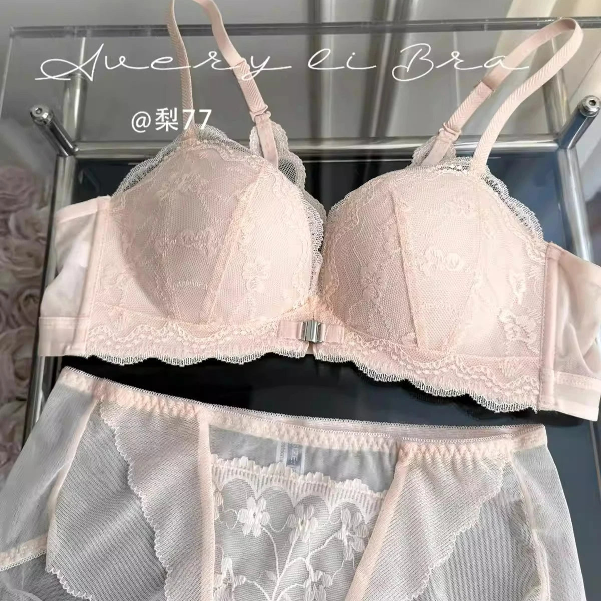 Women's Front Closure Bras Small Boobs Push Up Sexy French Lace Backless Anti Droop Side Smoothing Bandeau T-Shirt Bra