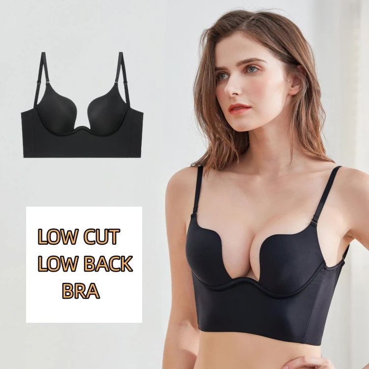 convergence Push Up Bra Backless Women Bras Low Cut Sexy Plunge Brassiere Open Back Underwear Invisible Deep U backless Lingerie
