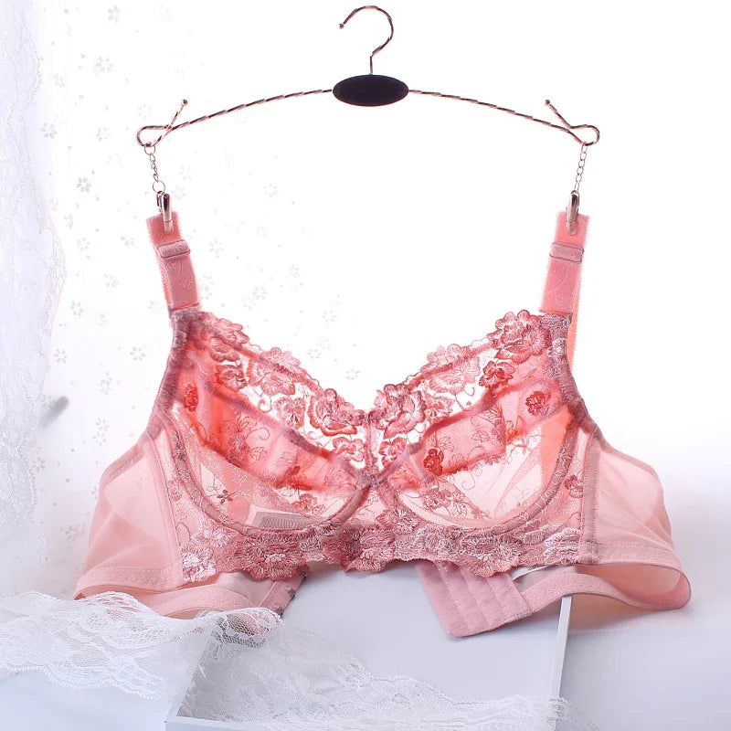 Women's Non-padded Full Coverage Underwire Minimizer Embroidered Bra 34 36 38 40 42 44 46 48 B C D E F G H