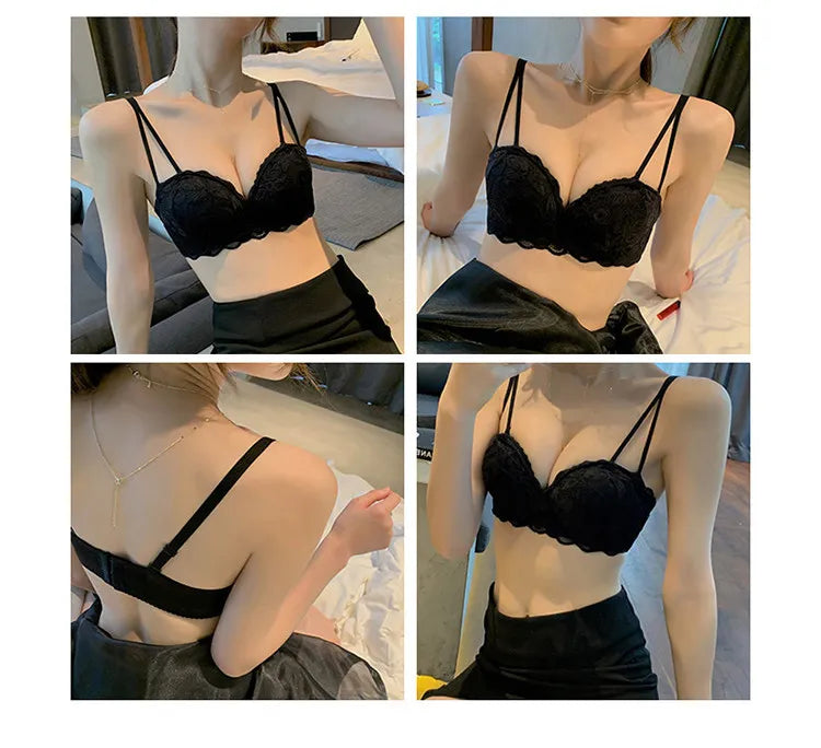 New Push-Up Lingerie Set Comfortable Wire-Free and Lightweight Bra Provides Lift and Side Support Sexy & Exquisite Lace Design