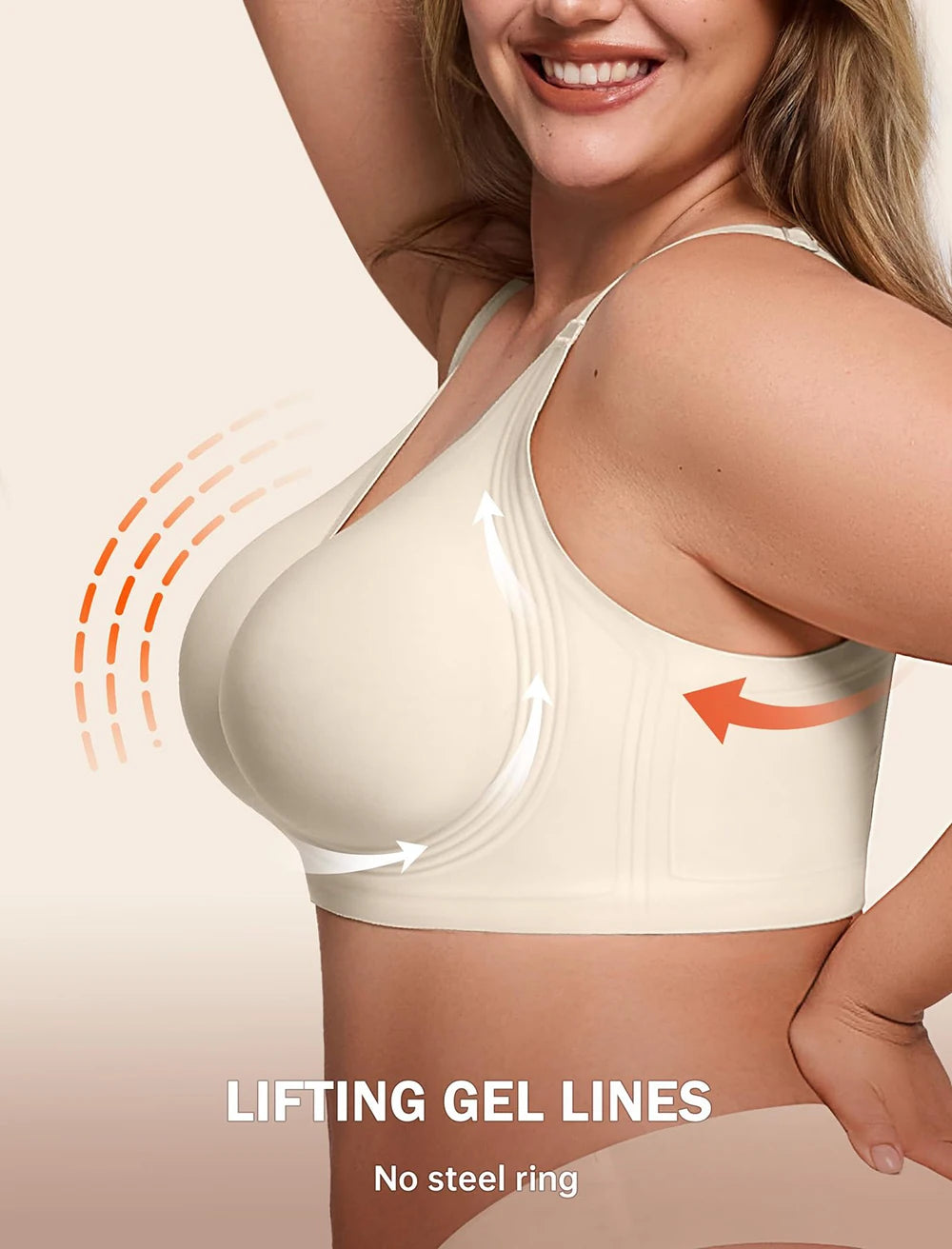 Smoothing Back Bra Supportive Wireless Push Up Bras Full Coverage No Underwire Seamless Bra Plus Size for Elder Women