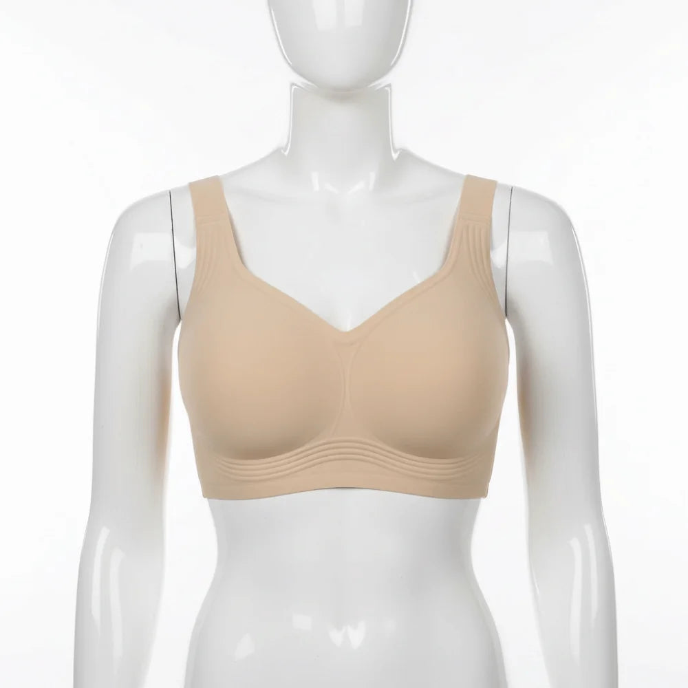 Breathable Adjustable Wireless Bra Tank Top Style Push-Up Seamless Bra Anti-Sagging Plus Size Deep V Bra Women
