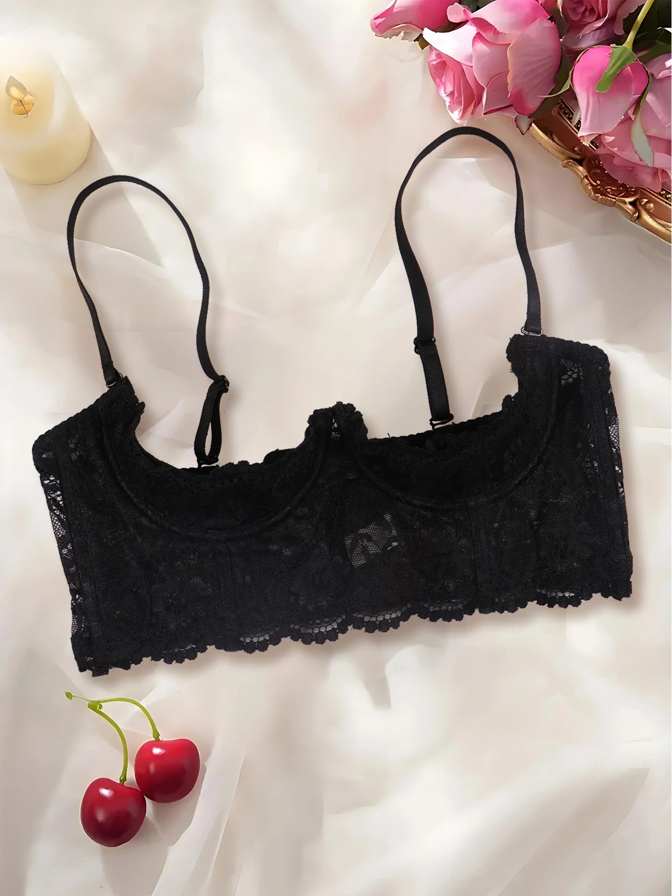 Women No Padding Unlined Hollow Underwire Bra Sexy Lace Comfortable Underwear